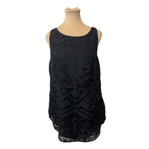 Cabi Burnout Velvet Sleeveless Top Large Black Casual Fairy Goth Witchy Festival